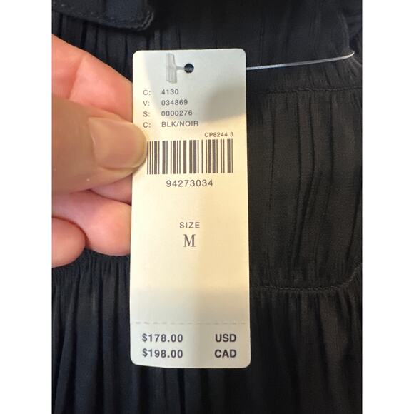 Anthropologie NWT Black Flutter Sleeve Square Neck Smocked Mini Dress Size M - Picture 5 of 12